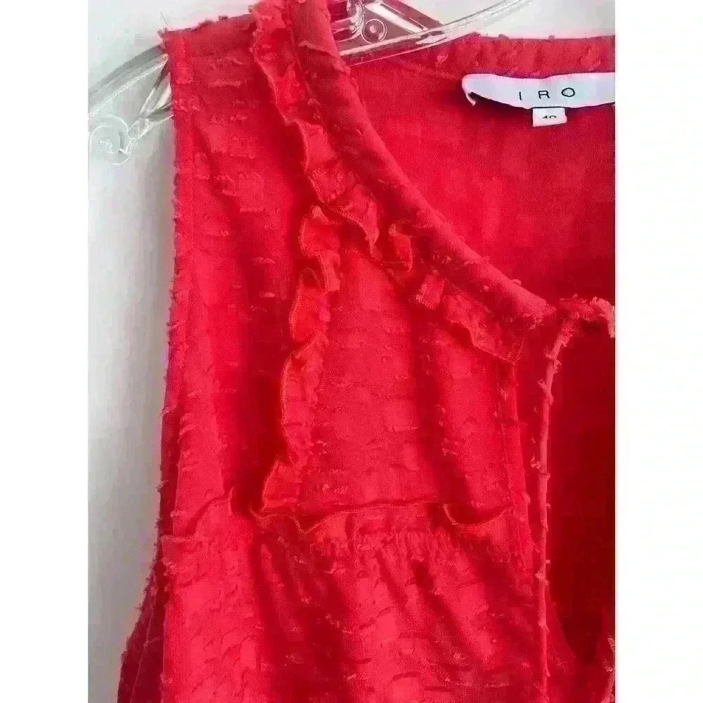 Iro Sz 40/US 8 Ragnhild Top Sleeveless Textured Boxy Red Summer Flowing Fun Cute - Picture 6 of 13
